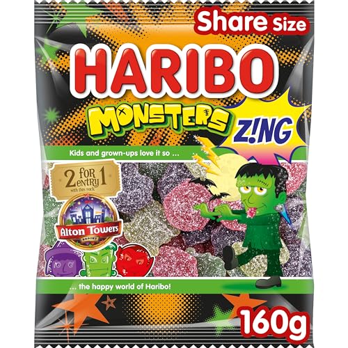 HARIBO Monsters Zing Halloween Sour Fizzy Sweets Sharing Bag 160g