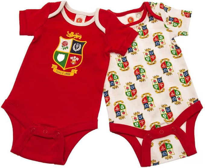British & Irish Lions Rugby Baby 2 Pack Bodysuits 3/6M