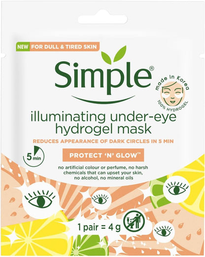 Simple Illuminating Under Eye Hydrogel Mask Protect 'N' Glow 1 Pair