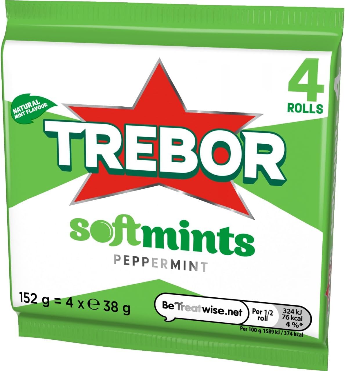 Trebor Softmints Peppermint Flavour Mint Sweets 4 Pack Rolls 152 g