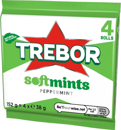 Trebor Softmints Peppermint Flavour Mint Sweets 4 Pack Rolls 152 g