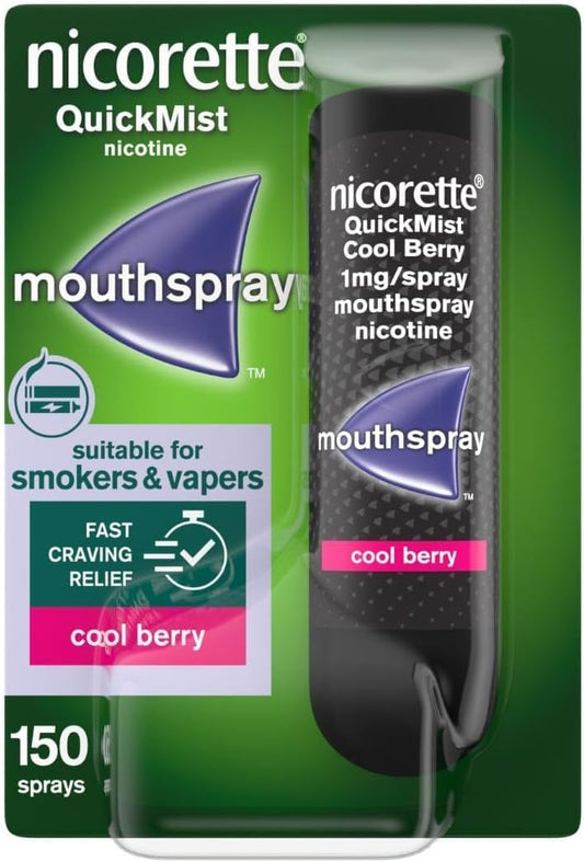 Nicorette QuickMist 1mg Nicotine Cool Berry 150 Sprays REDUCED