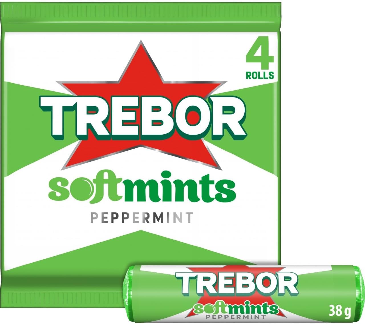 Trebor Softmints Peppermint Flavour Mint Sweets 4 Pack Rolls 152 g