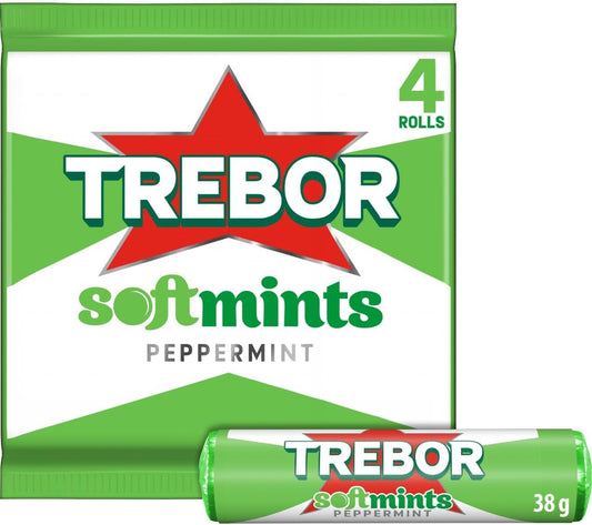 Trebor Softmints Peppermint Flavour Mint Sweets 4 Pack Rolls 152 g