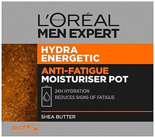 L'Oréal Men Expert Hydra Energetic 24hr Hydration Daily Moisturizer Pot - Shea Butter for Reinforced Skin Barrier, Fights Fatigue & Dryness - 50ml