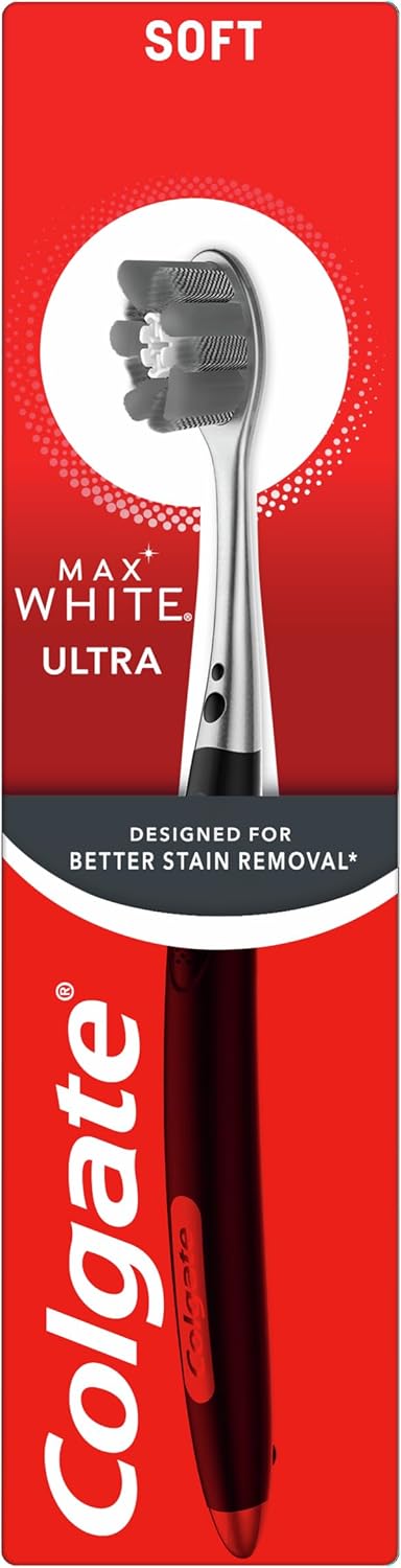Colgate Max White Ultra Manual Toothbrush Charcoal Infused bristles BLK/RED