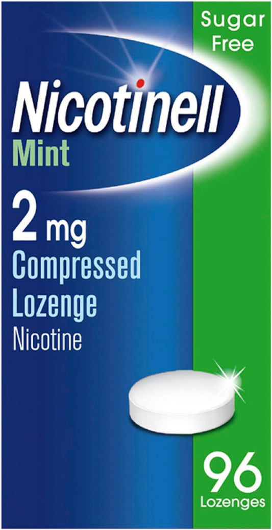 Nicotinell Nicotine Lozenge, Quit Smoking Aid, Sugar Free Mint Flavour, 2 mg, 96 Pieces