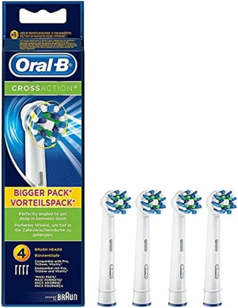 Oral-B CrossAction Toothbrush Heads Pack of 4 Replacement Refills