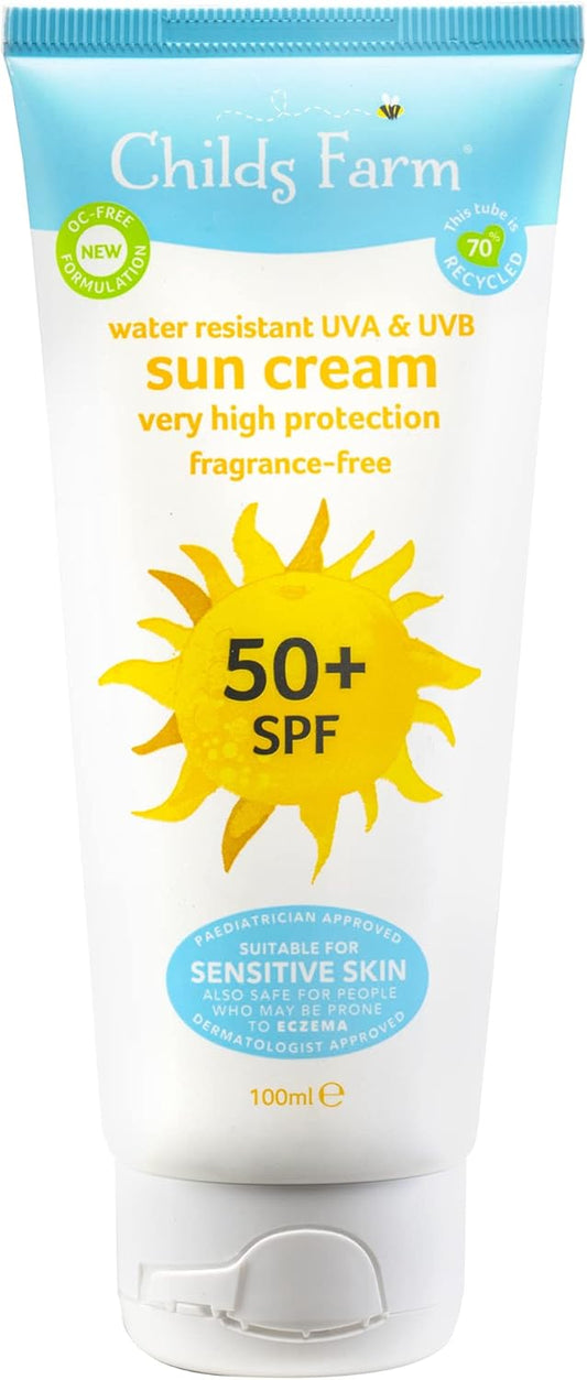 Childs Farm Kids and Baby Sun Cream SPF 50plus Water Resistant UVA and UVB