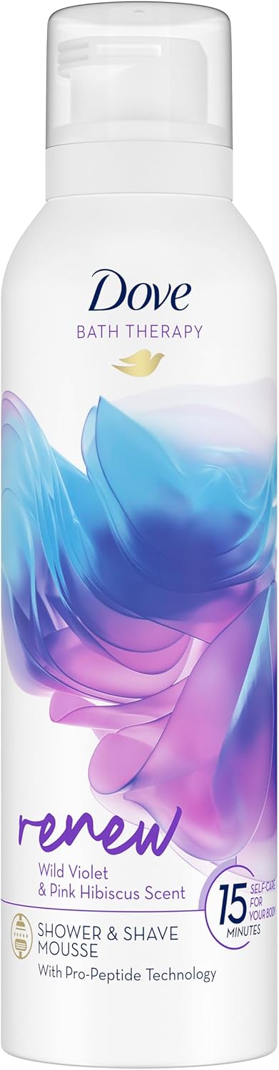 Dove Bath Therapy Renew Wild Violet & Pink Hibiscus Scent Shower Foam Shower Mousse with Pro-Peptide technology to leave your skin soft 200 ml