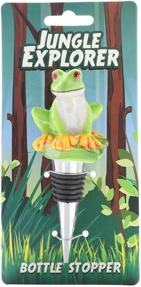 Puckator Wine Stoppers - Ceramic Wine Bottle Stopper for Prosecco and Wine - Tree Frog - Wine Glass Bottle Topper - Funny Wine Gifts for Wine Lover - Red Wine Accessories