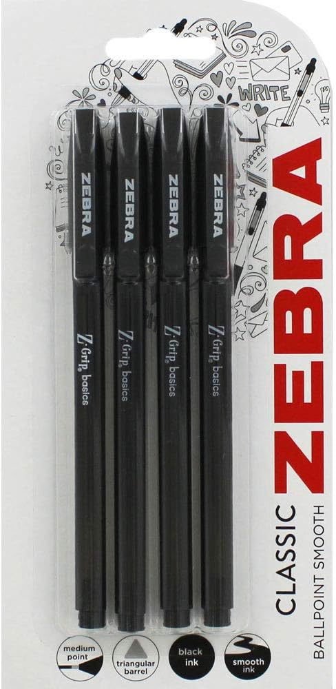 Zebra Classic Black Z-Grip Smooth Ball Pens