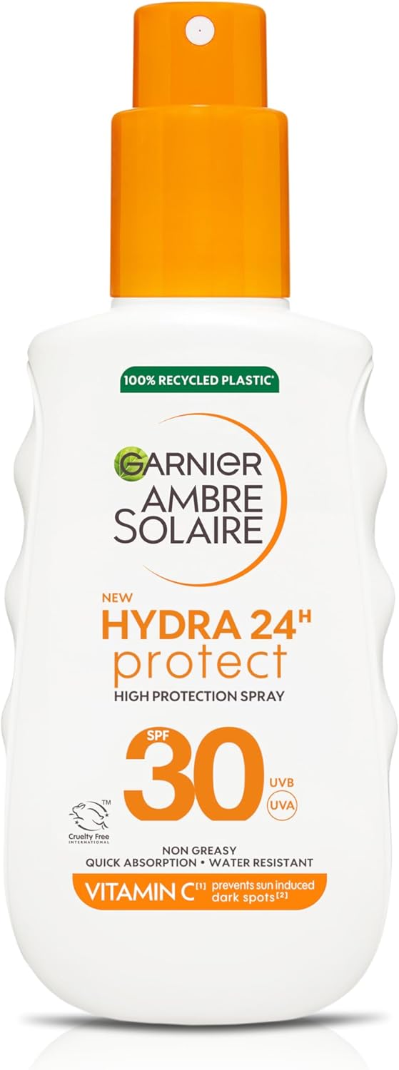 Garnier Ambre Solaire SPF 30 Hydra 24 Hour Protect High Protection UVB & UVA Hydrating Sun Cream Spray