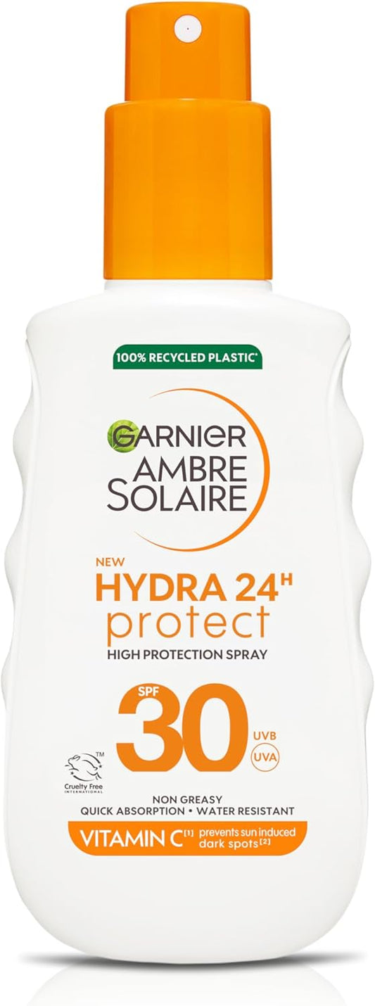 Garnier Ambre Solaire SPF 30 Hydra 24 Hour Protect High Protection UVB & UVA Hydrating Sun Cream Spray