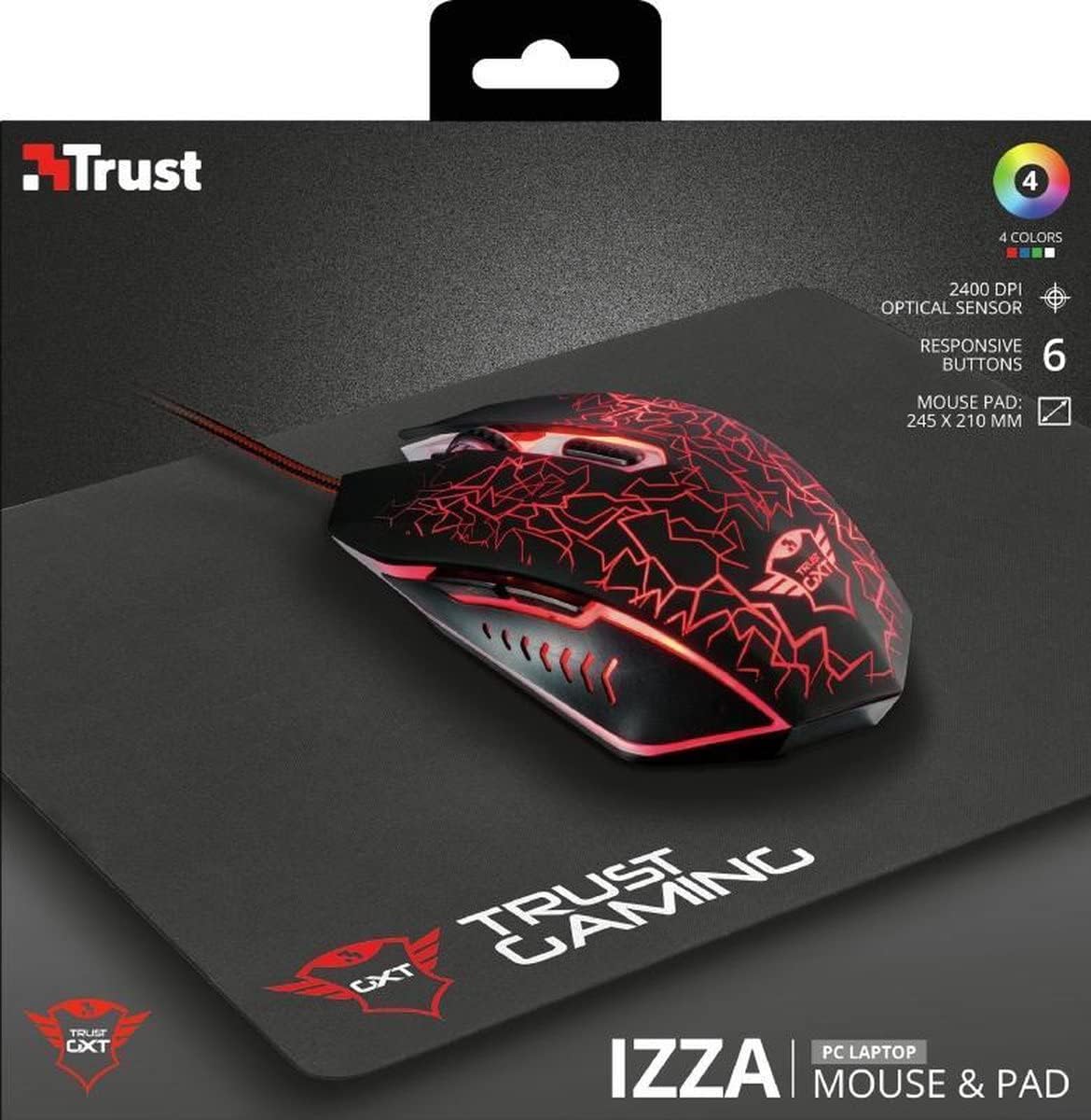 Trust Gaming GXT Gaming Mouse and Mouse Pad Black
