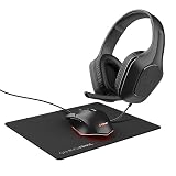 GXTrust Tridox 3-in-1 Gaming PC Bundle Headset Mouse Mousemat, Black