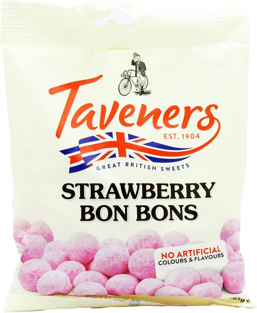 Taveners Strawberry Bon Bons Sweets 165g Bag