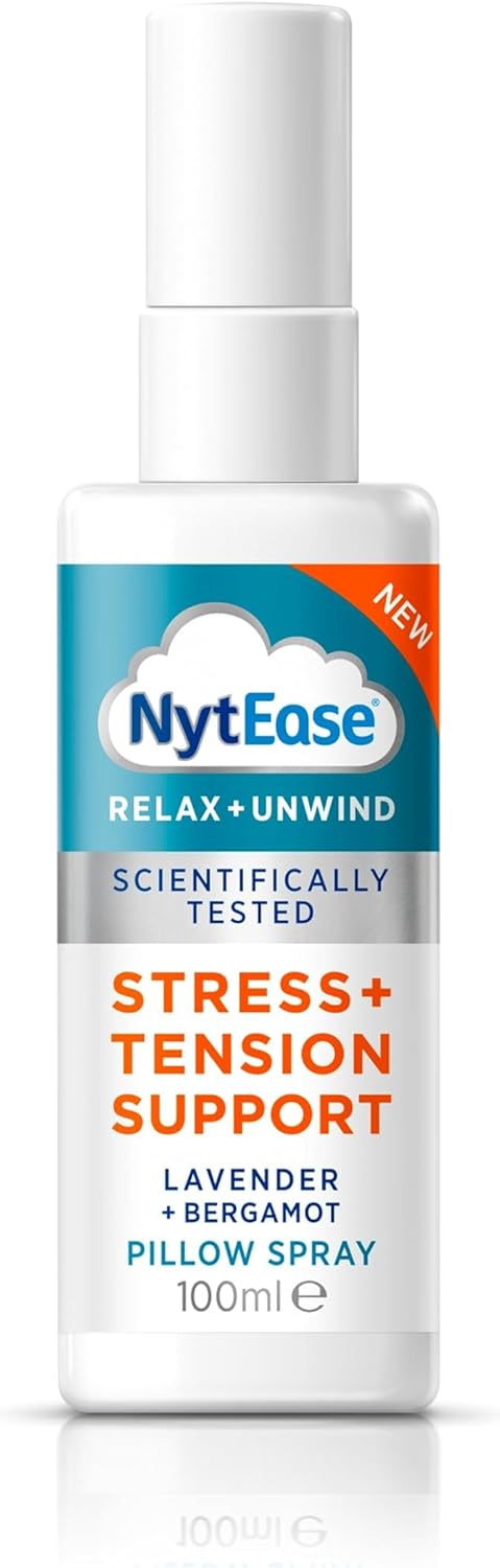 NytEase Pillow Spray 100ml - Stress and Tension Support, Simply Spray on Your Pillow or Bed Linen Before Sleeping - Formulated with a Fragrance Blend of Lavender, Bergamot, Ylang Ylang and Copaiba
