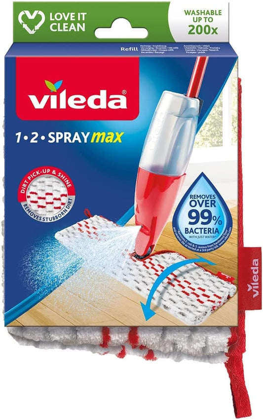 Vileda 1-2 Spray Max Mop Refill, 1-2 Spray Max Mop Head Replacement, Authentic Vileda Mop Head