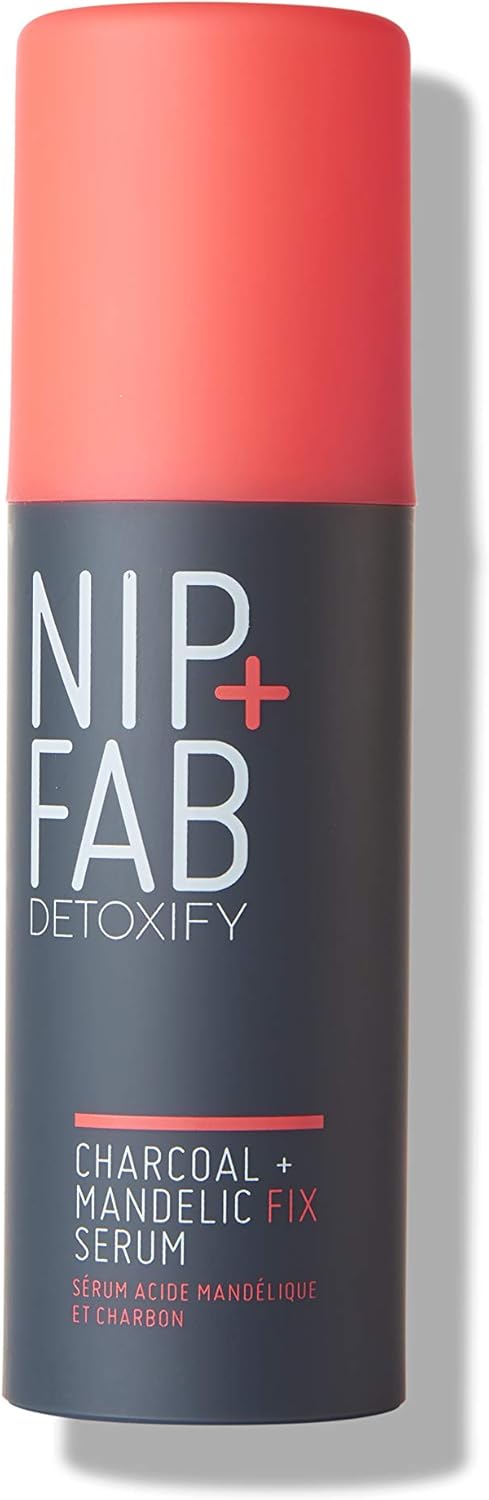 Nip + Fab Charcoal and Mandelic Acid Fix Serum for Face with Activated Charcoal and Cocoa Butter Hydrating Moisturizing, 50ml