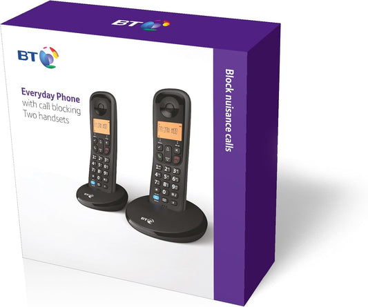 BT Everyday Cordless Landline Twin Handset House Phone
