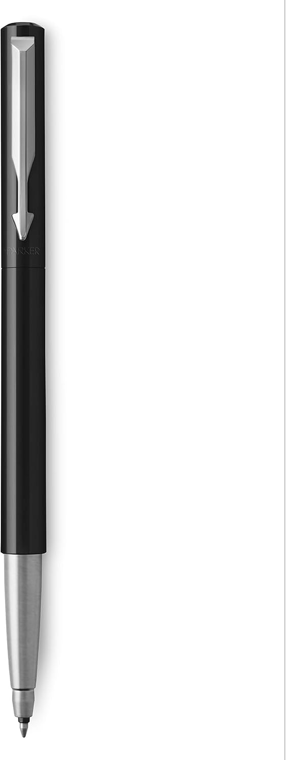 Parker Vector Rollerball Pen Black with Chrome Trim - Medium Point Blue Ink