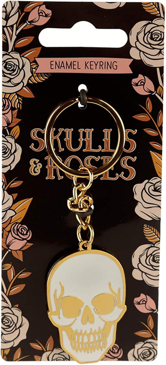 Skulls and Roses Enamel Keyring