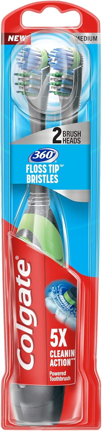 Colgate 360° Floss-Tip Battery Powered Toothbrush x2 Head Pack