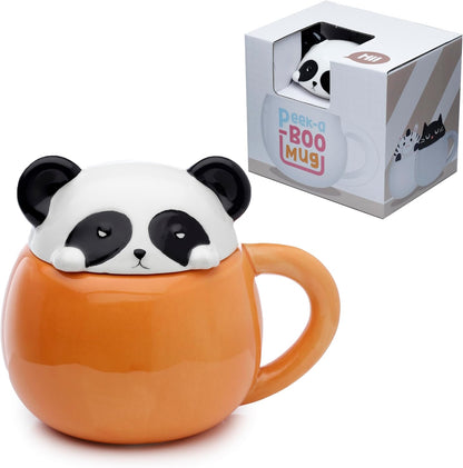 Panda Peeping Lid Ceramic Animal Mug