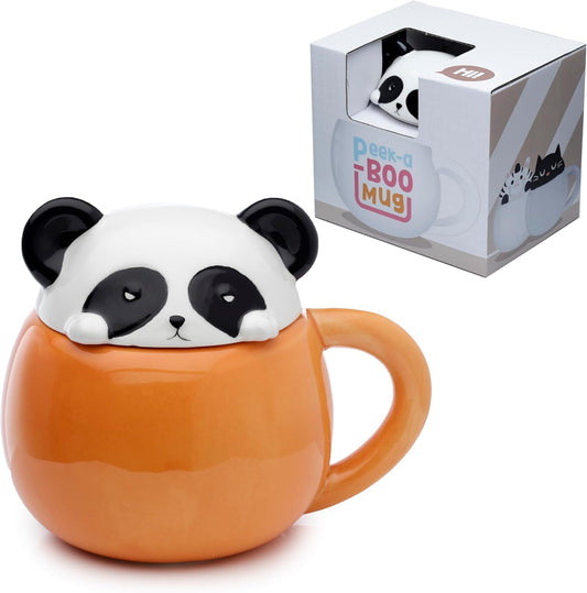 Panda Peeping Lid Ceramic Animal Mug