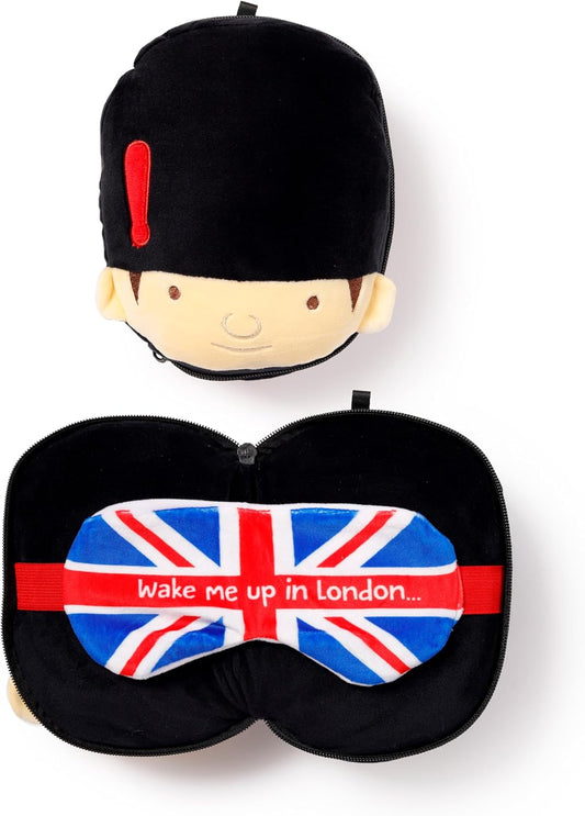 Relaxeazzz Guardsman Round Plush Travel Pillow & Eye Mask