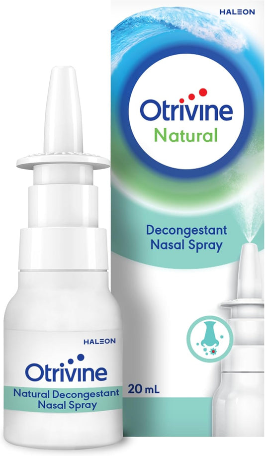 Otrivine Nasal Spray, Natural Decongestant for Blocked Nose Relief in Cold and Flu, 20ml