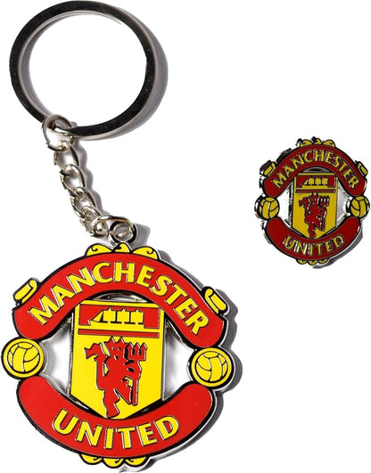 Manchester United Boxed Keyring & Badge Set