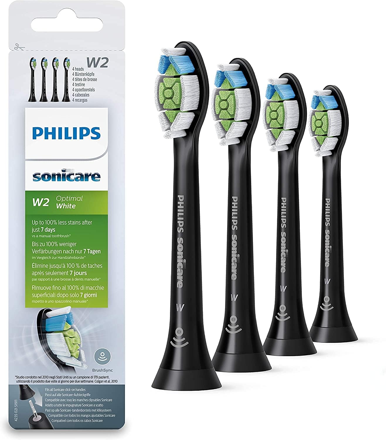 Philips Sonicare Optimal Whitening Black BrushSync Heads 4PK
