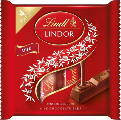 Lindt Lindor Milk Chocolate Bars, 4 x 25g