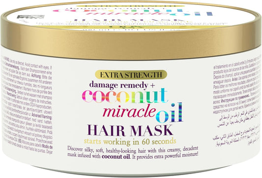 OGX Coconut Miracle Oil Hair Mask for Damaged Hair 300g, White