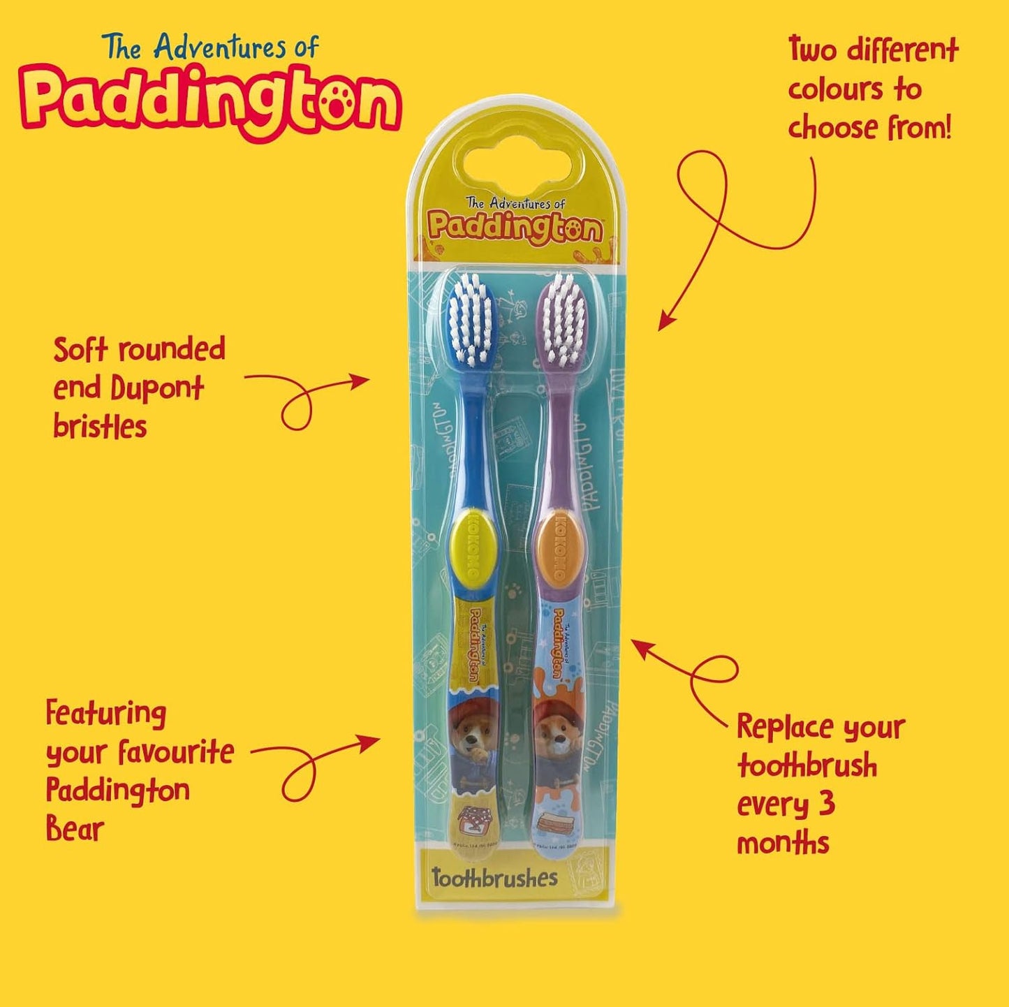 Paddington Bear Twin Children's Toothbrush Pack of 2