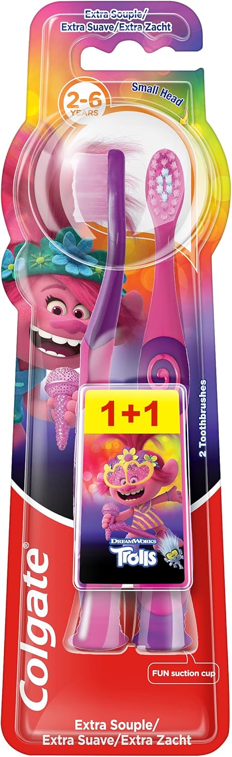 Colgate Trolls Oral Care Smiles Duo Toothbrushes for Children 2-6 Years