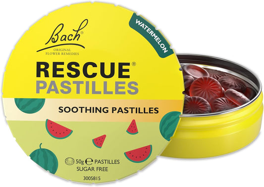 Rescue Pastilles (Watermelon), Soothing Emotional Wellness Pastilles, Travel Size On The Go Calming Pastilles, Alcohol-Free, Sugar Free, Natural Flower Essences