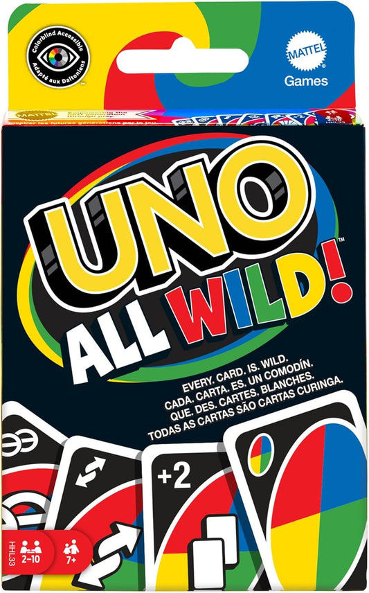 UNO All Wild Card Game with 112 Cards, Gift for Kid, Family & Adult Game Night for Players 7 Years & Older, HHL33
