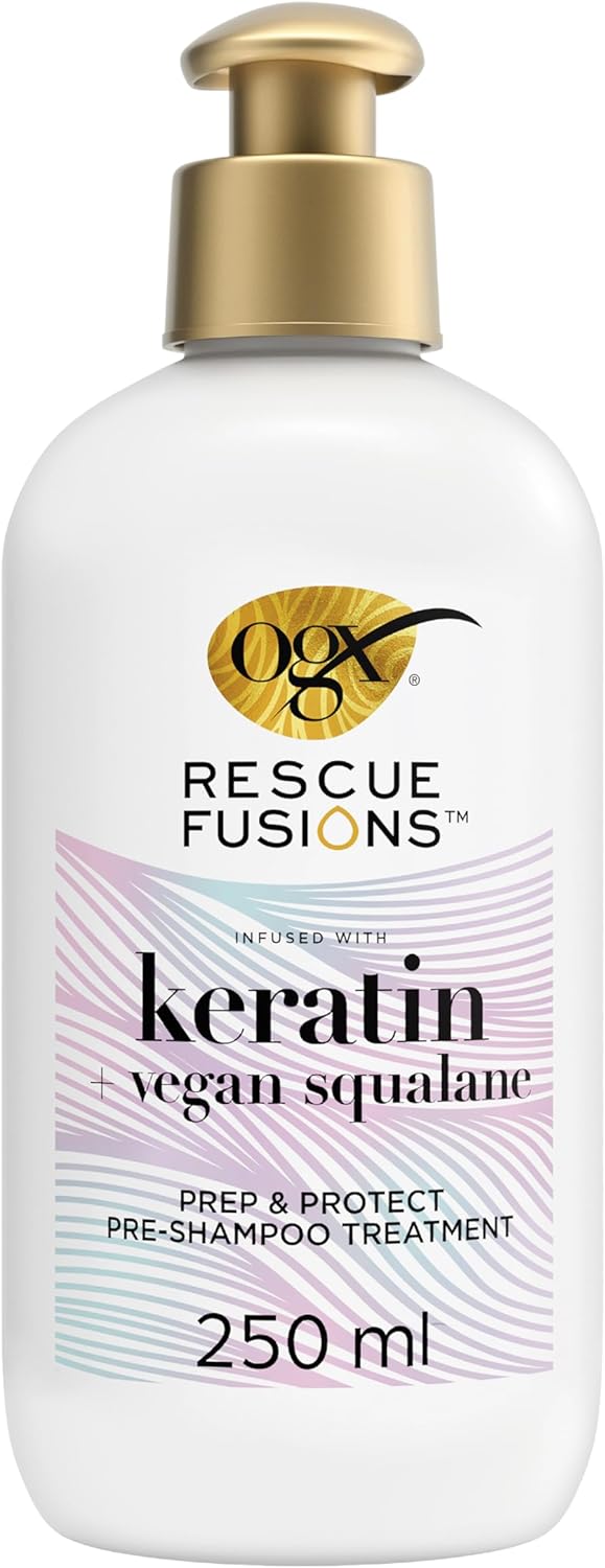 OGX Rescue Fusions Keratin with Vegan Squalane Prep & Protect Pre-Shampoo Treatment 250ml