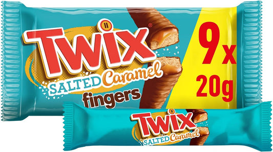 Twix Salted Caramel & Milk Chocolate Fingers Biscuit Snack Bars Multipack 9x20g