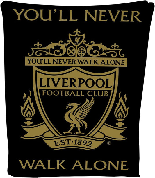 Liverpool FC Crest Fleece Blanket BLK/GOLD