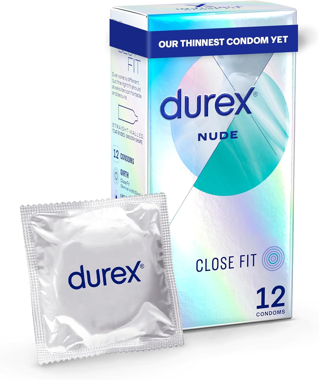 Durex Nude, Ultra Thin, 12 Condoms, Close Fit