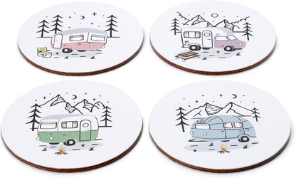 Puckator Wildwood Caravan Set of 4 Cork Coasters