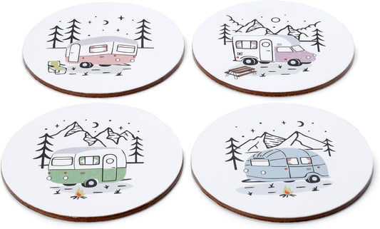 Puckator Wildwood Caravan Set of 4 Cork Coasters