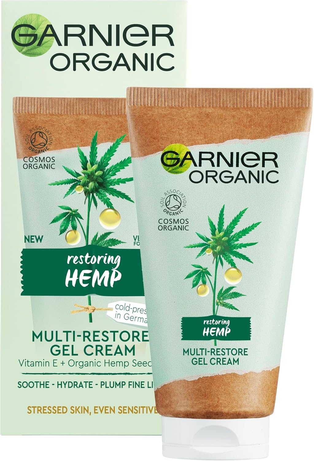 Garnier Organic Multi-Restore Gel Cream 50 ml, Soothing & Hydrating Moisturiser for Stressed & Sensitive Skin, Enriched with Vitamin E & Organic Seed Oil
