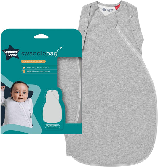 Tommee Tippee Baby Sleeping Bag for Newborns, The Original Grobag Swaddle Bag Grey