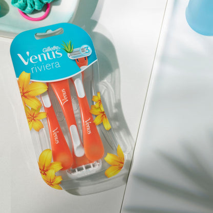 Gillette Venus Riviera Women's Razors, 1x3 Pack Women's Disposable Razors