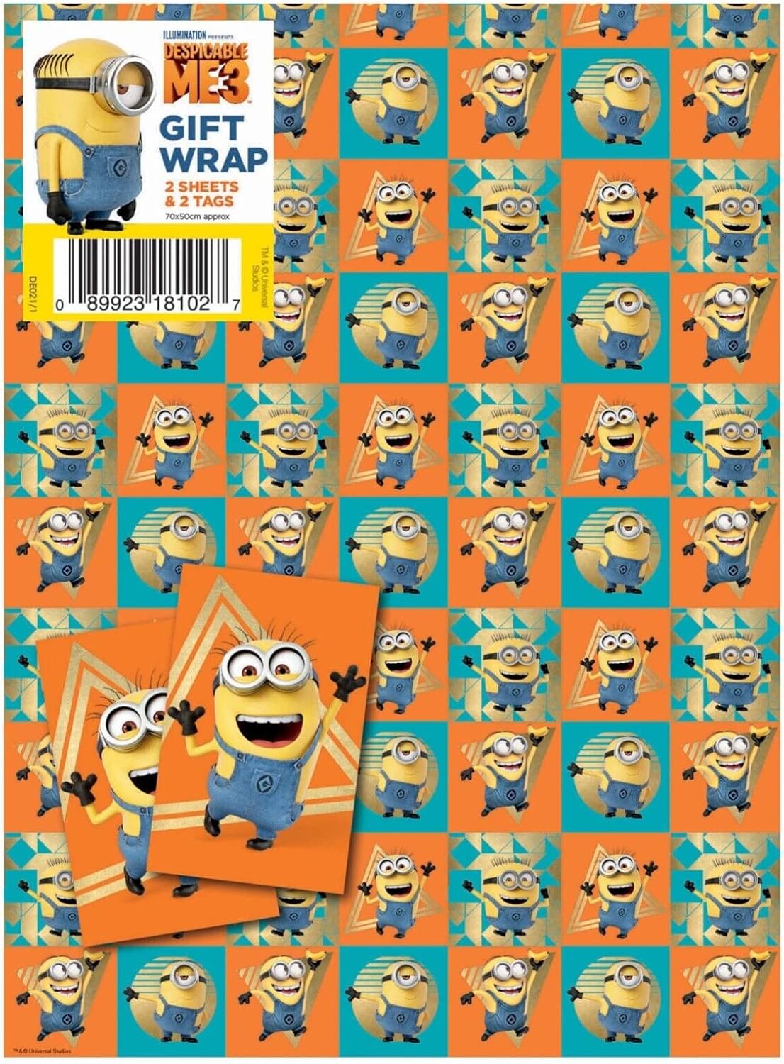 Despicable Me3 Gift Wrap 2 Sheets &Tags